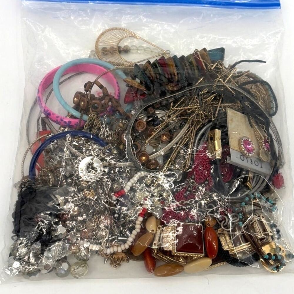 Junk Drawer Vtg to Mod Jewelry Lot 2+ lb CRAFT WEAR REPAIR Untested Unsorted
